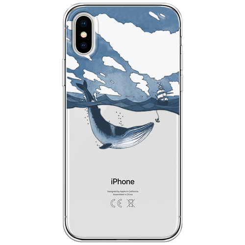Силиконовый чехол на Apple iPhone X / Айфон X Большой кит, прозрачный силиконовый чехол розы на сером на apple iphone x 10 айфон икс десять