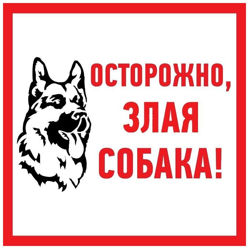 Наклейка информационный знак "Злая собака" 200x200 мм Rexant {56-0036}