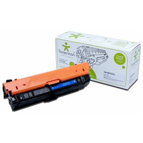 Картридж Tonerman W2121A 212A без чипа для HP Color LaserJet M554, M554DN, M555, M555DN, M555X, M578, M578C Enterprise cactus cs w2121a картридж лазерный hp 212a w2121a голубой 4500 стр