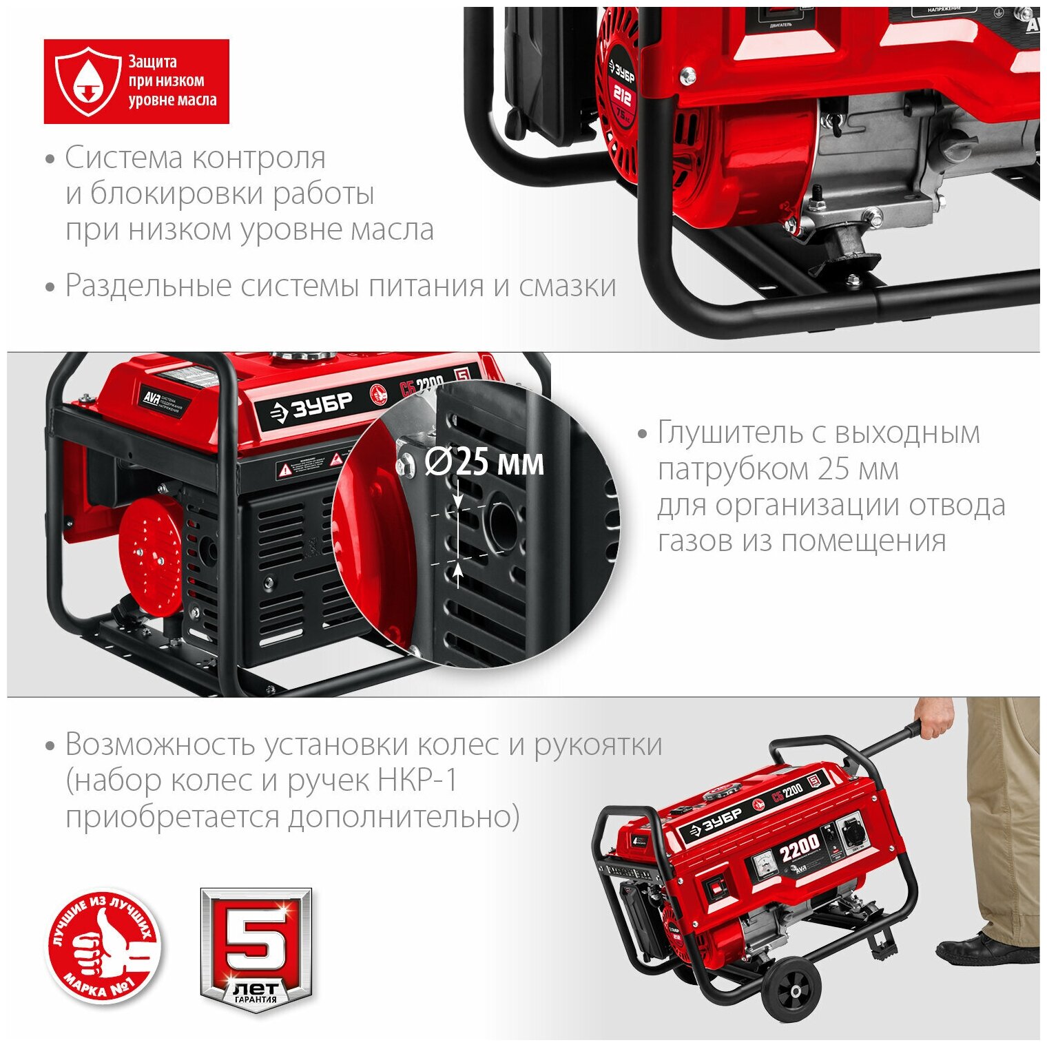 Бензиновый генератор ЗУБР , 220, 2.2кВт - фото №5