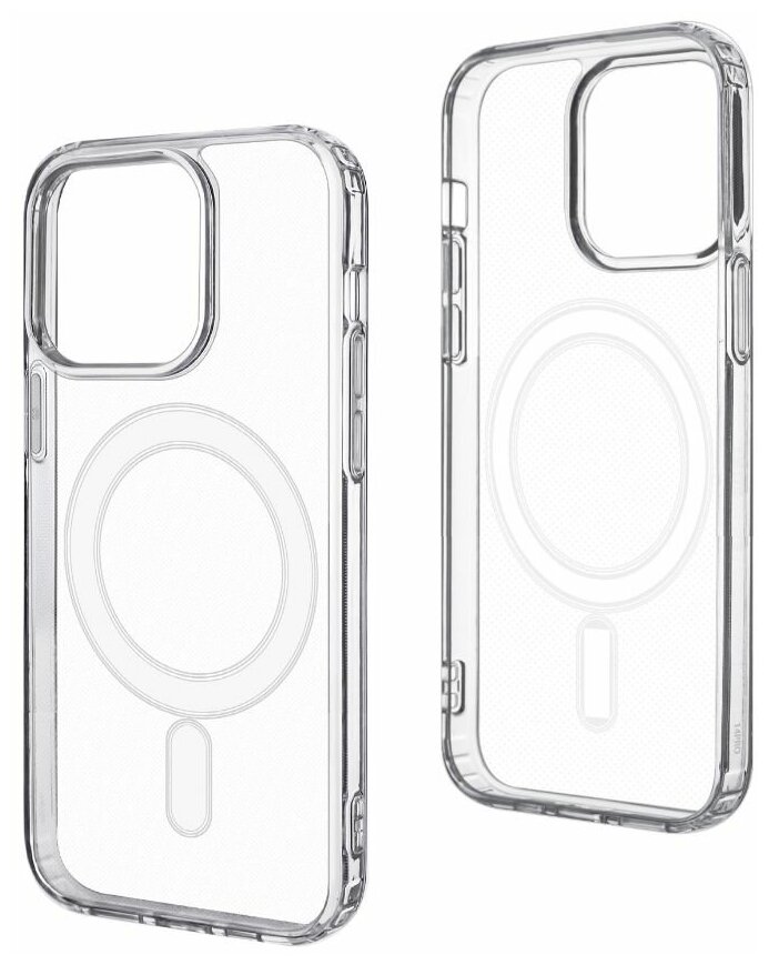 Чехол силиконовый с функцией MagSafe для iPhone 14 Pro MAX прозрачный / Противоударный чехол с магнитным креплением