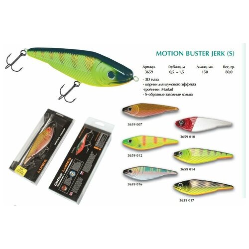 воблер cottus motion buster jerk 18см 110грамм s 0 5 1 5м Воблер Cottus Motion Buster Jerk 15см 80г 3659012