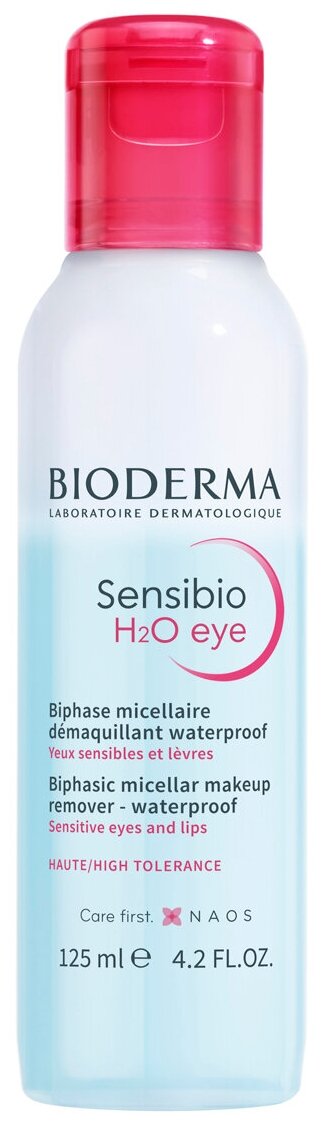 Двухфазное мицеллярное средство BIODERMA для очищения глаз и губ, 125 мл