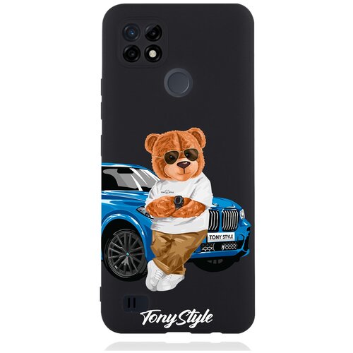 Черный силиконовый чехол для RealMe C21 Tony Style с машиной черный силиконовый чехол для realme c3 tony style с машиной