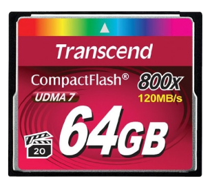 Карта памяти Compact Flash Card 64GB Transcend 800x Type I TS64GCF800