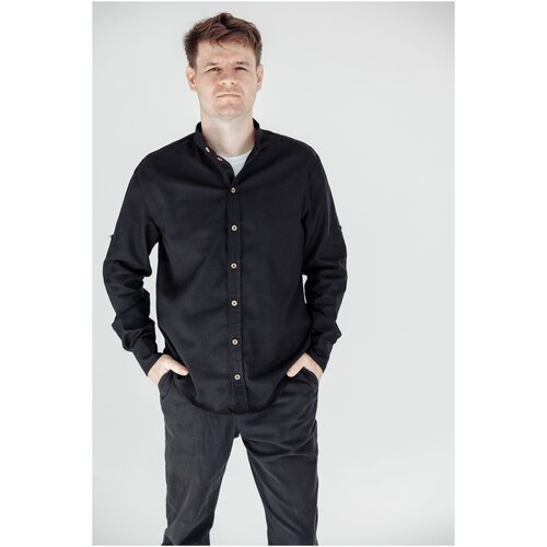 фото Рубашка мужская классическая черная в офис kinclo