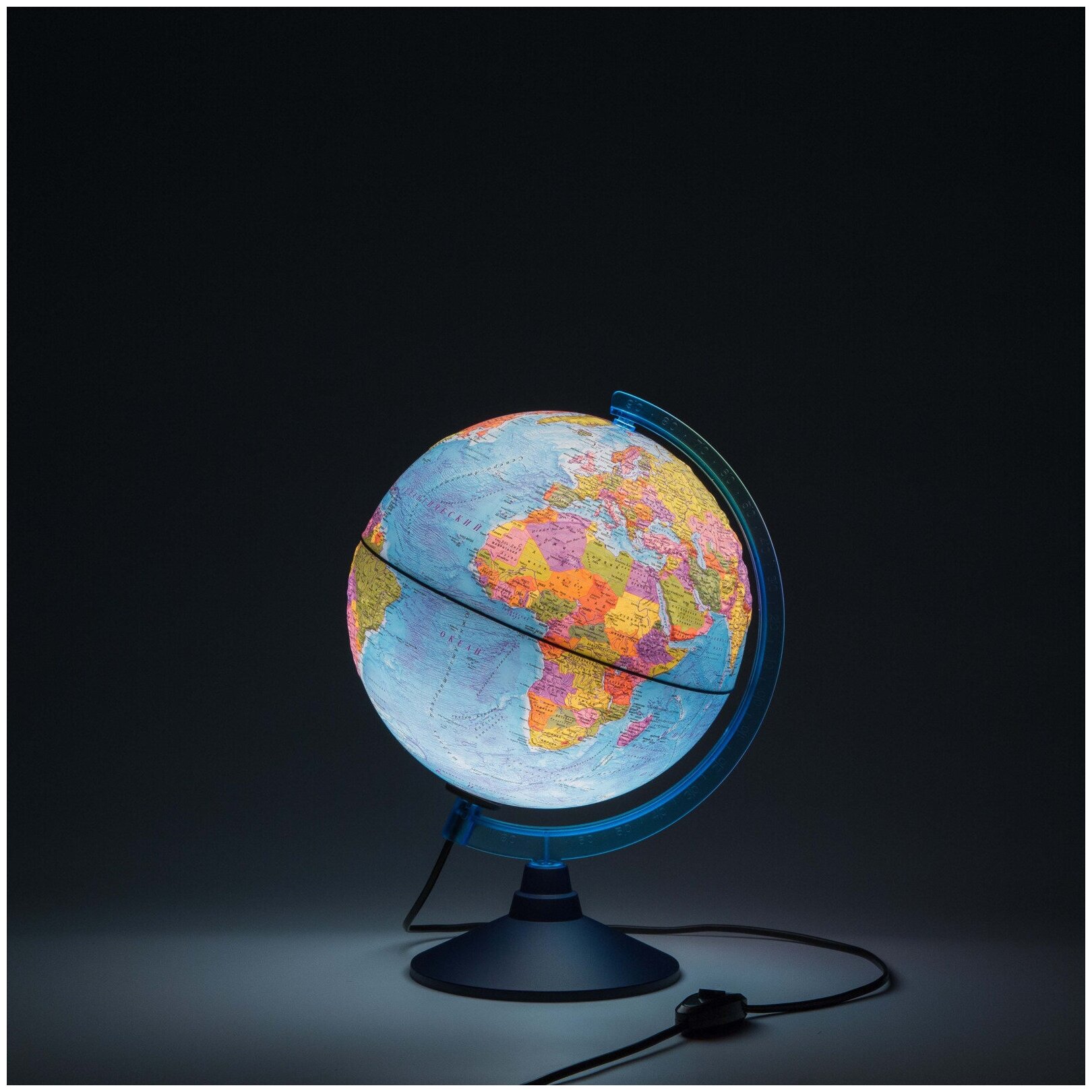 Глобус Земли политический 250 мм. Рельефный с подсветкой Классик Евро