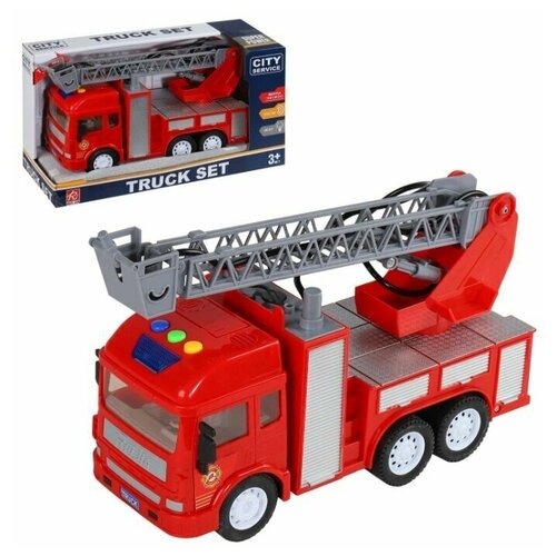 Машинка детская инерционная Пожарная ТМ AUTODRIVE, стреляет водой, свет, звук, красный, JB0403618