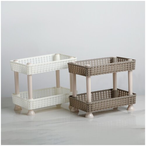 Настольная этажерка универсальная полка с двумя секциями 241520 см цвет бежевый 931₽