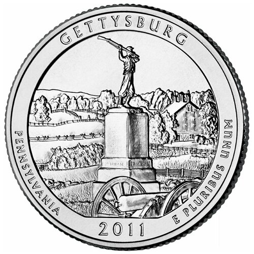 Монета 25 центов Геттисберг. Национальные парки. США D 2011 UNC