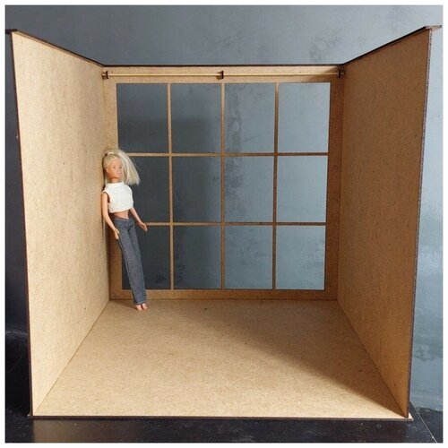 Румбокс с одним панорамным окном Дом для кукол Барби 45х45см