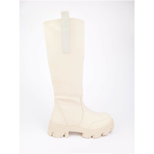 фото Женские бежевые сапоги зимние / corra