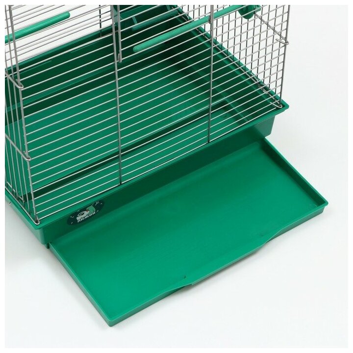 Клетка для птиц "Пижон" №101, цвет хром , укомплектованная, 41 х 30 х 65 см, зеленый микс - фотография № 19