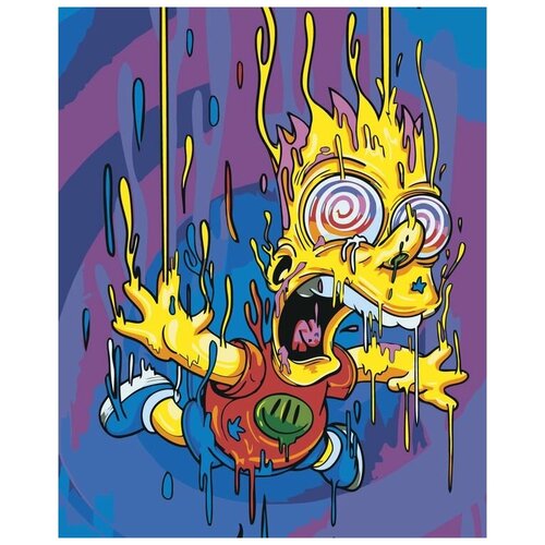 Картина по номерам на холсте на деревянном подрамнике Simpsons Симпсоны: Барт, Раскраска 40x50 см, Мультфильмы картина по номерам на холсте на деревянном подрамнике simpsons симпсоны семья на диване 2 раскраска 40x60 см мультфильмы