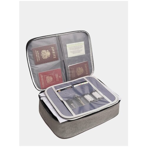 Органайзер для документов, файлов А4, ноутбука, для хранения вещей с двумя вкладышами, серый, Home City