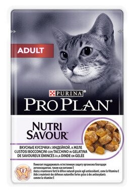 Влажный корм для кошек Pro Plan NutriSavour, с индейкой 85 г (кусочки в желе) - фотография № 8