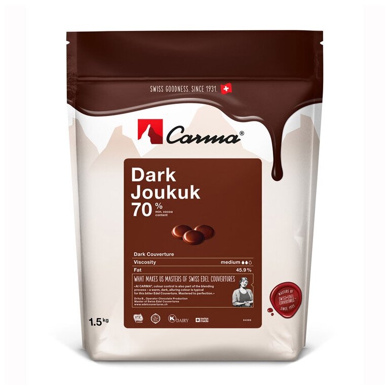 Шоколад CARMA Joukuk 70%, горький в монетах, 1,5 кг