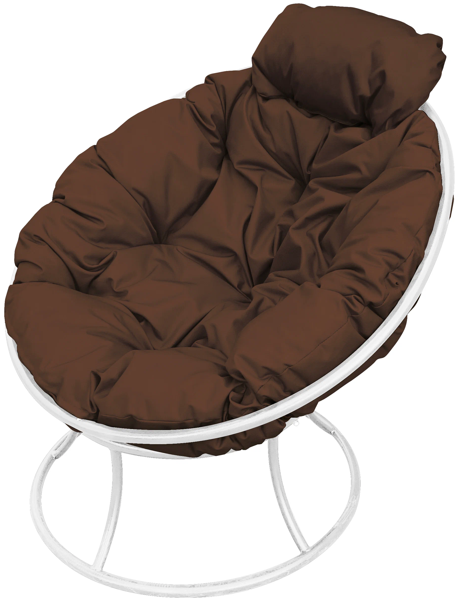 Кресло m-group папасан мини белое, коричневая подушка
