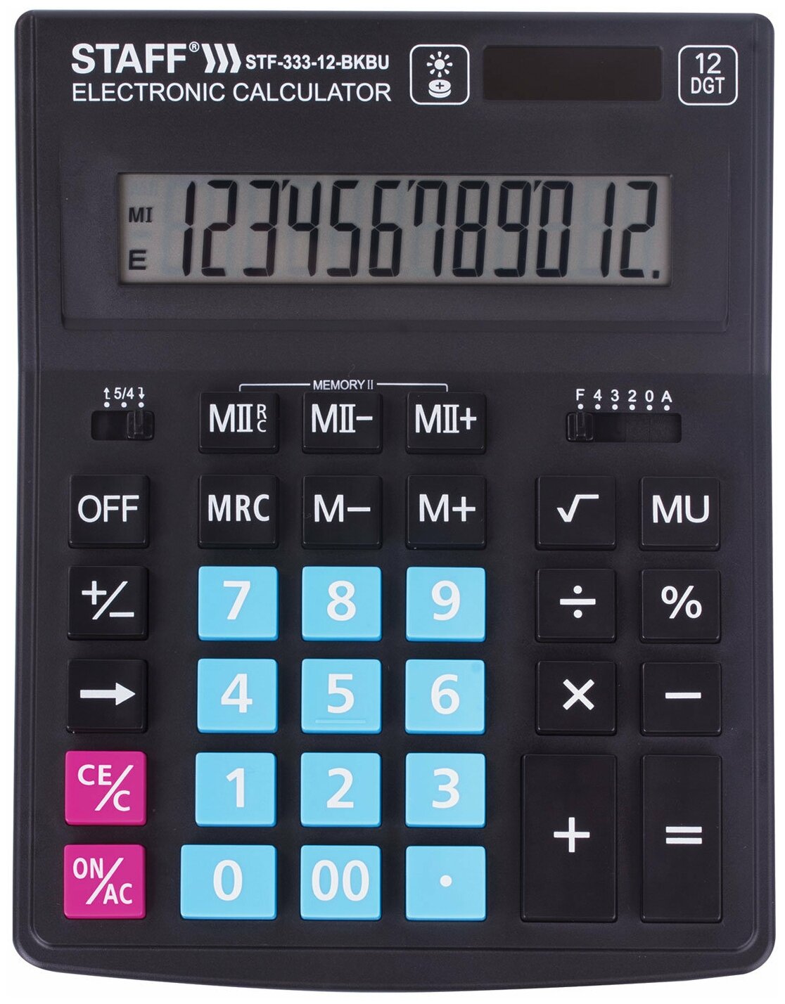 Калькулятор настольный STAFF PLUS STF-333-BKBU ( 200x154 мм) 12 разрядов черно-синий 250461 250461