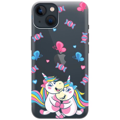 Силиконовый чехол на Apple iPhone 14 Plus / Эпл Айфон 14 Плюс с рисунком Unicorns and Candies силиконовый чехол на apple iphone 13 эпл айфон 13 с рисунком unicorns and candies