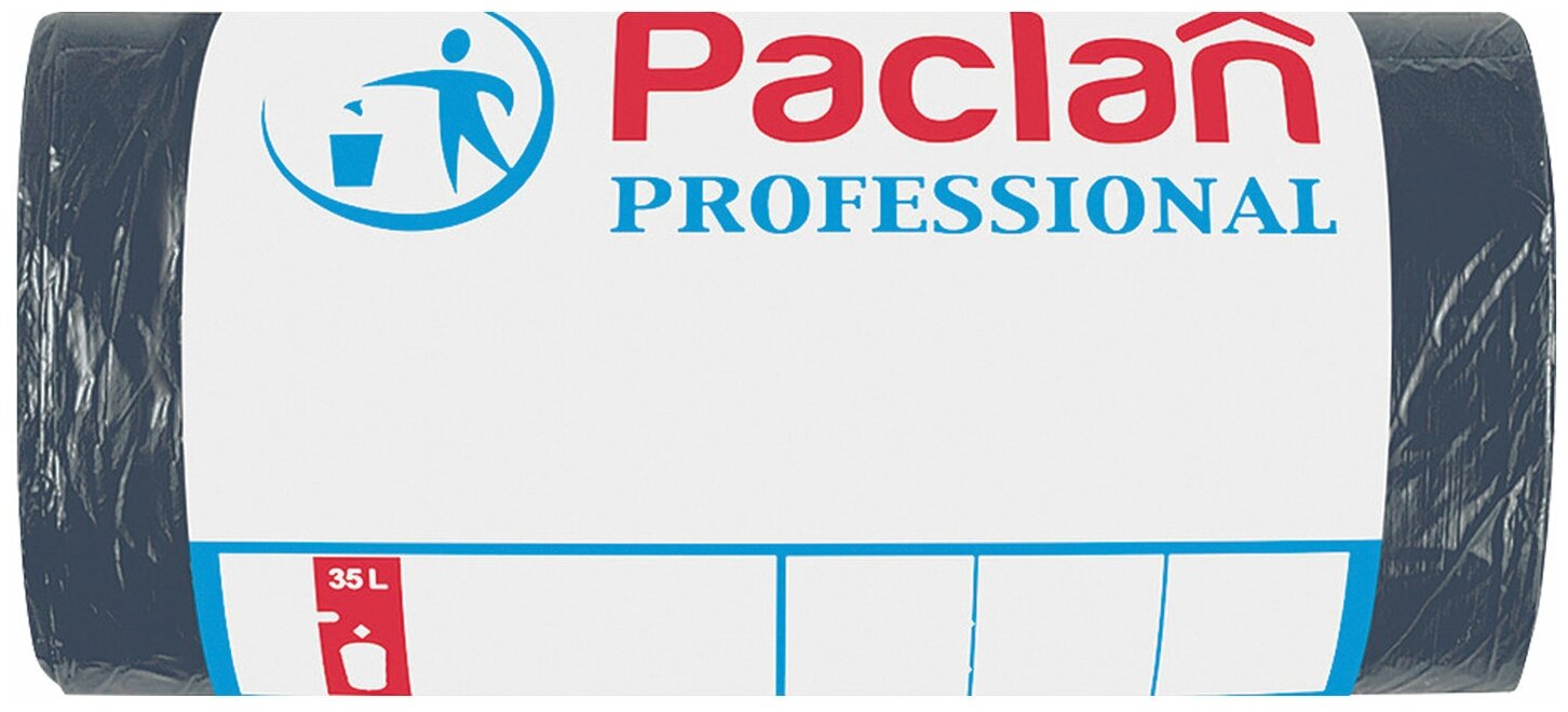 Мешки для мусора PACLAN 35 л, черные, в рулоне 50 шт, 6,2 мкм, 50х60 см, Professional (40303)