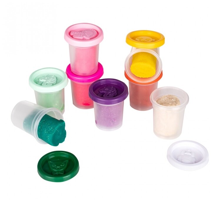 Набор для детской лепки Genio Kids Тесто-пластилин с блестками 8 цветов - фото №2