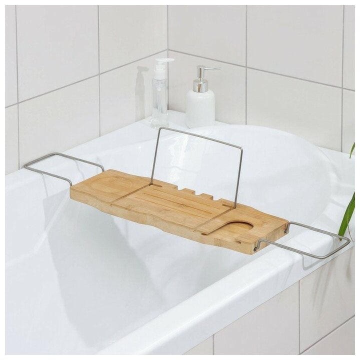 Полка для ванной SAVANNA SPA, 74-95×20,3×2,5 см, бамбук
