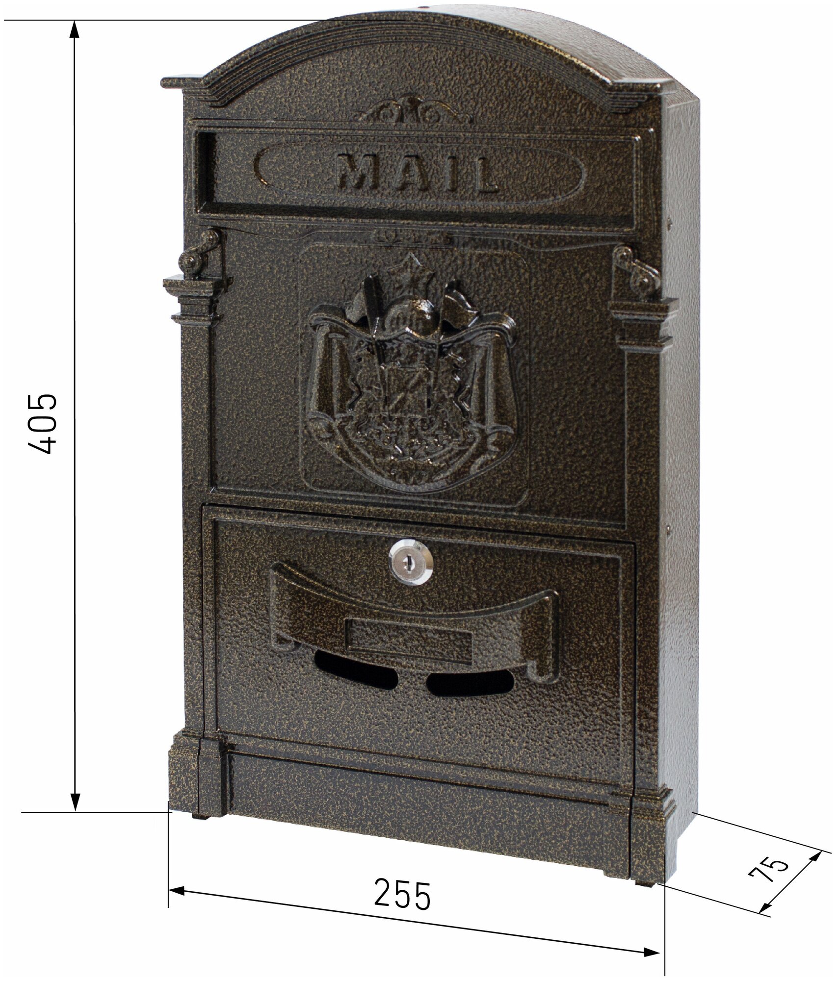 Почтовый ящик с замком уличный металлический для дома аллюр №4010 бронза