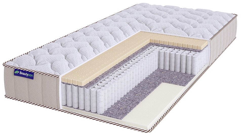 Матрас ортопедический пружинный Beautyson SPRING Soft Latex 2 S1200 LUX 75x185, односпальный, без клея, поставляется в рулоне