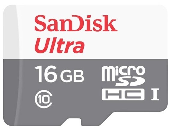 Карта памяти Sandisk Ultra microSDHC 16Gb Class 10 UHS-I (80/10 MB/s)