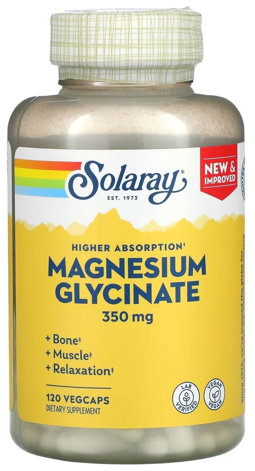 Solaray Magnesium Glycinate (Глицинат магния с высокой усвояемостью) 350 мг 120 капсул