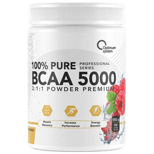 фото Optimum system bcaa 5000 powder 550 г малина