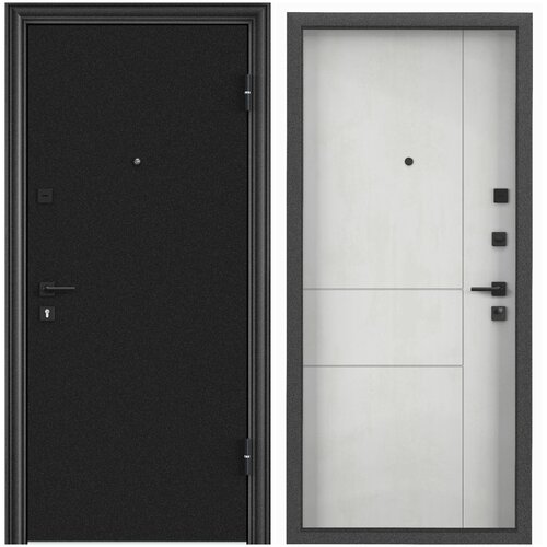 Дверь входная для квартиры Torex Flat-M 860х2050, правый, тепло-шумоизоляция, антикоррозийная защита, замки 4го и 2го класса, темно-серый/серый