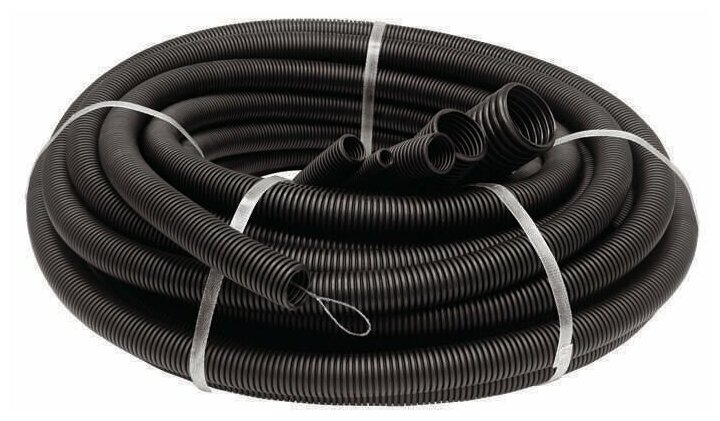 Труба гофрированная ПНД легкая d32мм с протяжкой черн. (уп.25м) Ruvinil 23201
