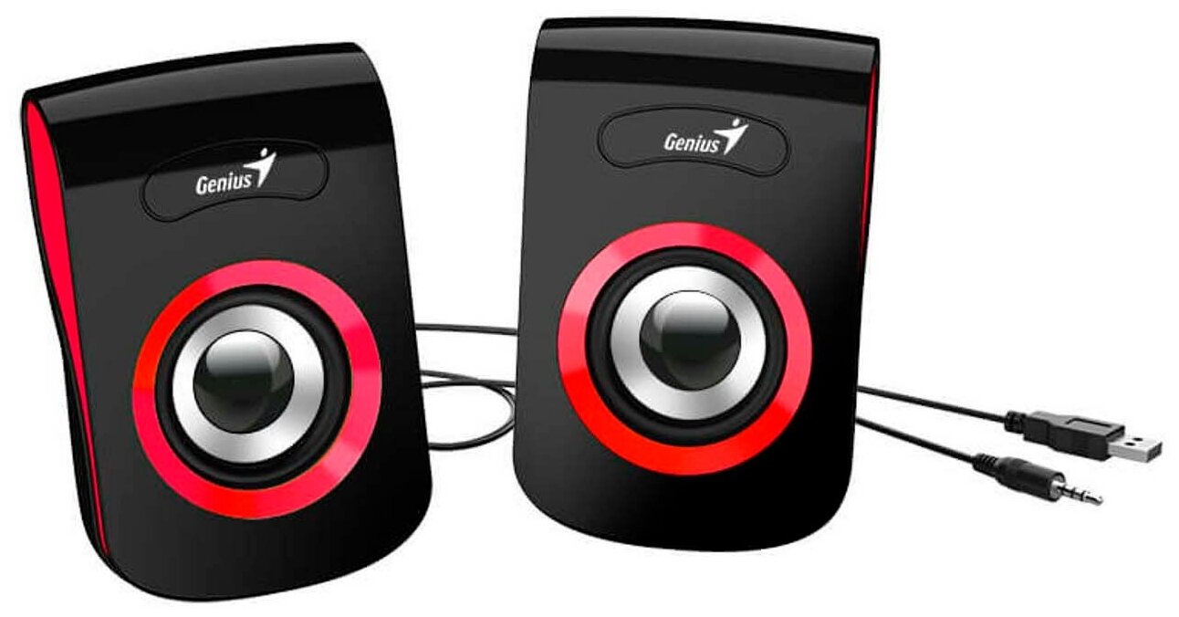 Колонки компьютерные Geinus SP-Q180, 2.0, 2 x 3W RMS, USB-power, Red