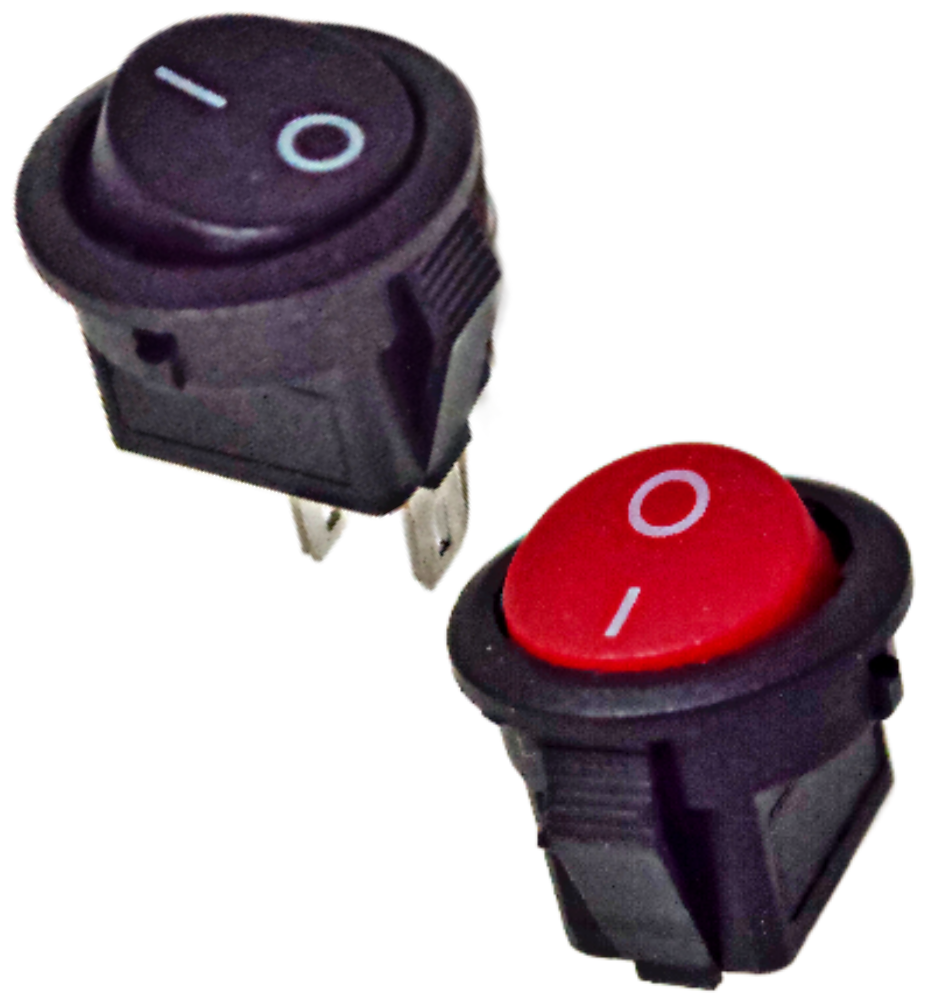 Набор выключателей клавишных круглых 250В MICRO 3А (2с) 10 штук (комплект с клеммами и термоусадкой) - фотография № 4