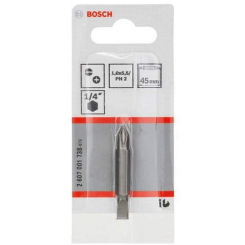 Бита шлицевая Bosch 1,0х5,5/Ph 2/45 двуст. (738)