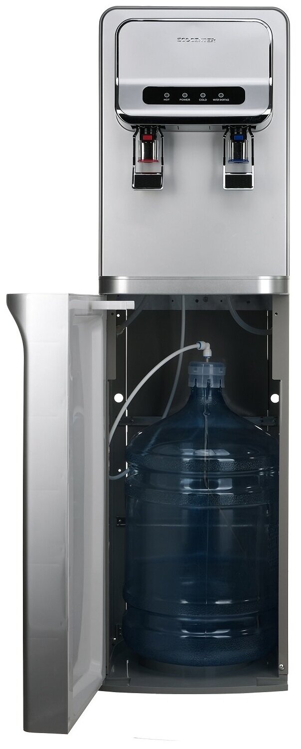 Кулер (диспенсер) для воды напольный с нагревом и электронным охлаждением ECOCENTER G-X106E с нижней загрузкой бутыли, серебро - фотография № 2