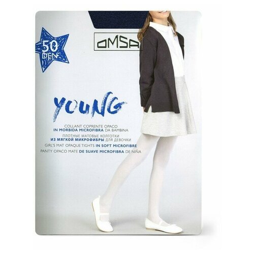 Колготки OMSA KIDS, 50 den, размер 9-12, синий комплект для девочки худи штаны актив рост 152 см цвет синий