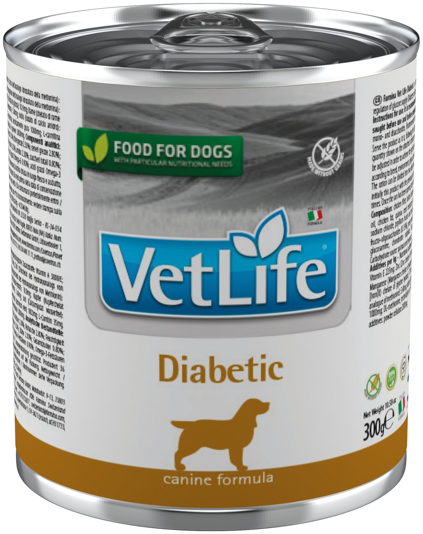 Влажный корм для собак Farmina Vet Life Dog Diabetic при сахарном диабете