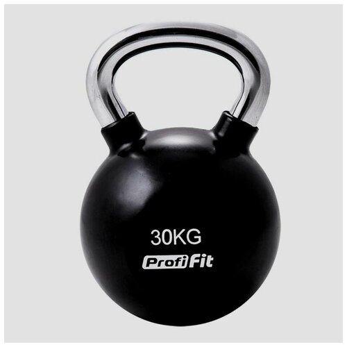 фото Гиря обрезиненная с хромированной ручкой profi-fit 30 кг