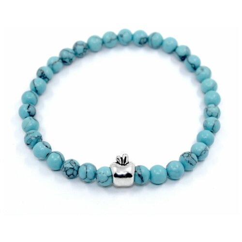 фото Handinsilver ( посеребриручку ) браслет из глянцевой светло-синей бирюзы 6мм и яблоком