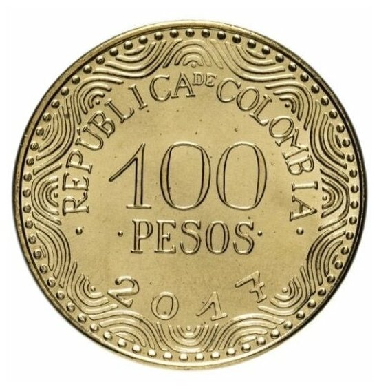 Памятная монета 100 песо Погодовка. Колумбия, 2017 г. в. Монета в состоянии UNC (без обращения)