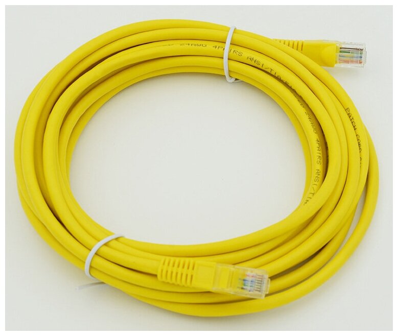 Патч-корд RJ-45 (m)-RJ-45 (m), cat5E, 5м желтый Noname - фото №1