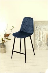 Барный стул со спинкой для кухни Малибу синий