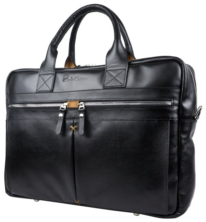 Мужская кожаная сумка для ноутбука Carlo Gattini Montebello black 1033-01 