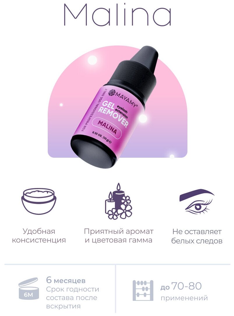 Innovator Cosmetics Ремувер для ресниц MAYAMY Malina гелевый, 10 г