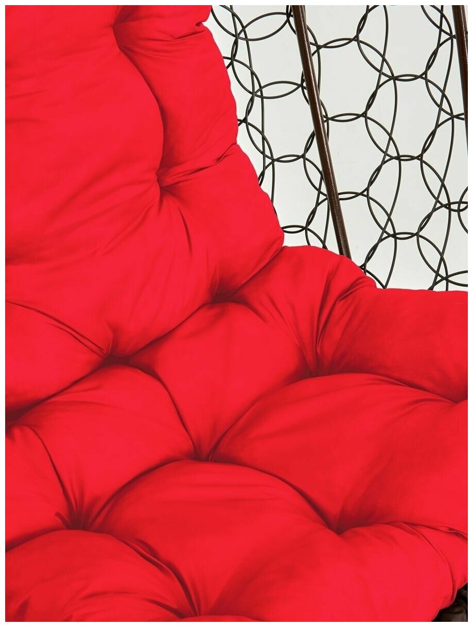 Подвесное кресло-кокон Yova Bubble из эко-ротанга, стойка венге, подушка трапеция красная - фотография № 3
