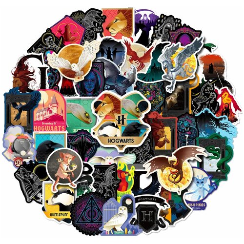 Стикеры самоклеящиеся, водонепроницаемые декоративные наклейки Гарри Поттер 50 шт.