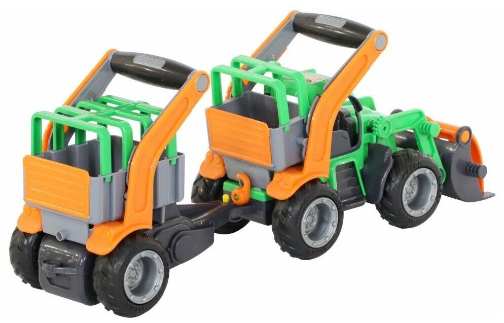 "ГрипТрак", трактор-погрузчик с полуприцепом для животных (в сеточке) 48417 — фото 1